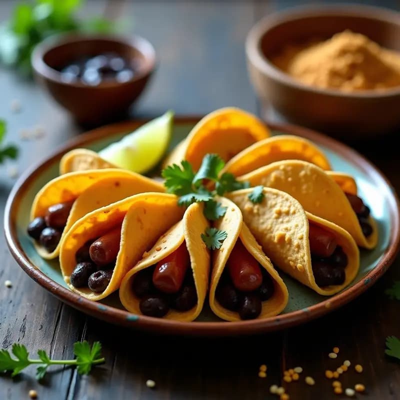 Tacos Dorados de Linguiça y Frijoles Negros: Receta Brasileira Crujiente y Sabrosa