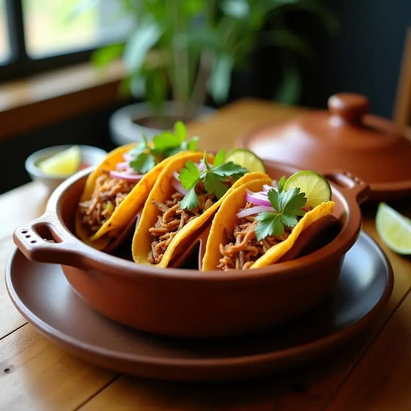 Tacos Dorados al Pastor en Onggi: Receta Coreana-Mexicana Crujiente y Sin Freír