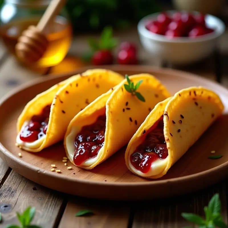 Tacos Dorados de Queso Azul y Mermelada de Arándanos: Receta Viral en Airfryer que Sorprende