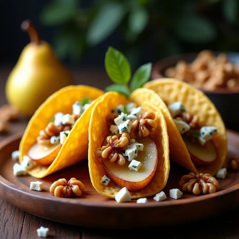 Tacos Dorados de Queso Azul y Pera Caramelizada: Receta Gourmet en 20 Minutos