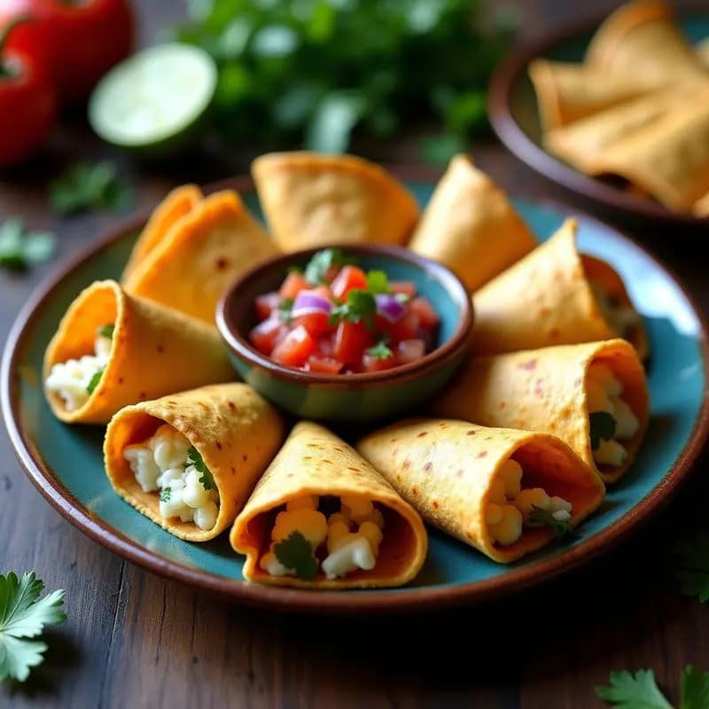 Tacos Dorados de Queso Azul: Receta Mexicana con Salsa Picotada en Airfryer