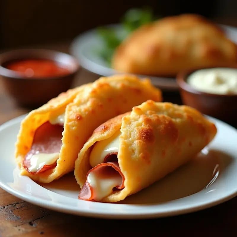 Tacos Dorados de Queso Mozzarella y Jamón York Fritos: Receta Mexicana de Comida Rápida