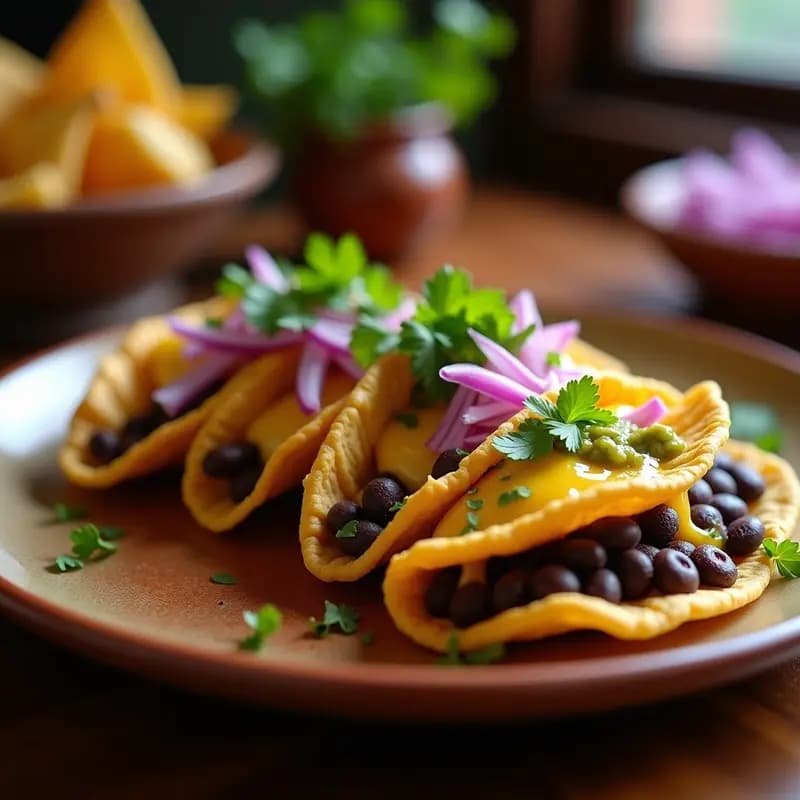 Tacos Dorados de Queso Oaxaca y Frijoles Negros: Receta Rápida y Crujiente en Sartén