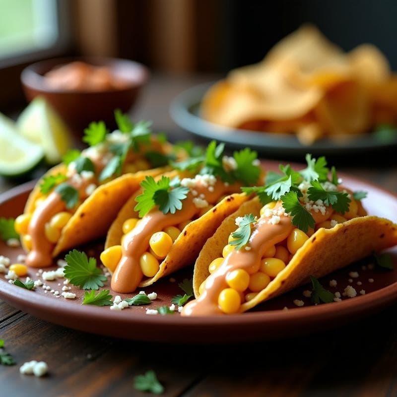 Tacos de Elote y Queso Cotija: Receta Mexicana en Airfryer con Salsa de Chili