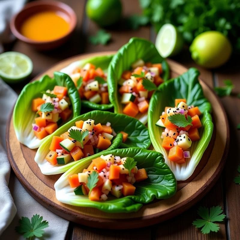 Tacos de Endivias Rellenas con Ceviche de Zopa de Vino: Receta Vegana y Crudivegana