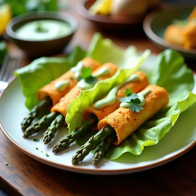 Tacos de Flautas de Espárragos Trigueros con Crema de Pistacho: Receta Mexicana Low Carb