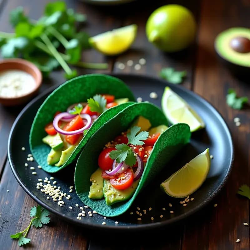 Tacos de Espirulina y Queso Vegano: Receta Crudivegana con Toque de Limón y Chile