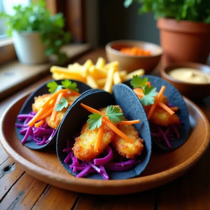 Tacos de Fish And Chips: Receta Anglo-Mexicana con Col Morada y Salsa de Cítricos