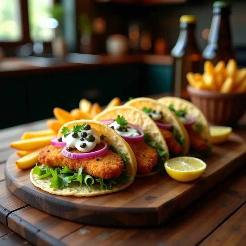 Tacos de Fish and Chips con Salsa Tártara: Receta Mexicana-Británica Crujiente