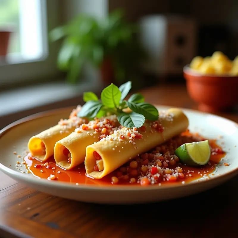 Tacos de Flautas de Calabacín con Relleno de Picadillo de Lentejas: Receta Vegana Mexicana en Airfryer