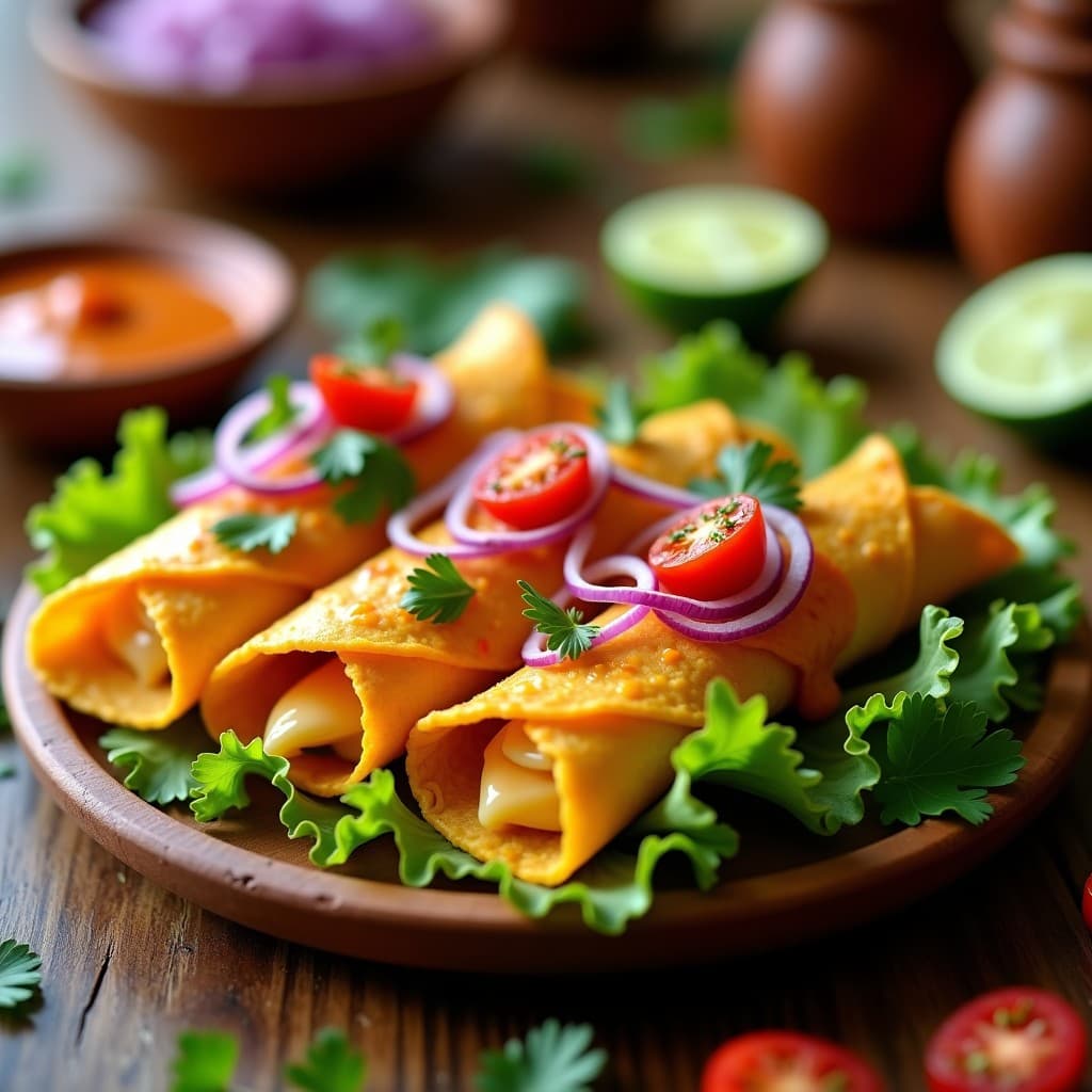 Tacos de Flautas de Maíz con Relleno de Queso de Cacahuete: Receta Mexicana Vegana