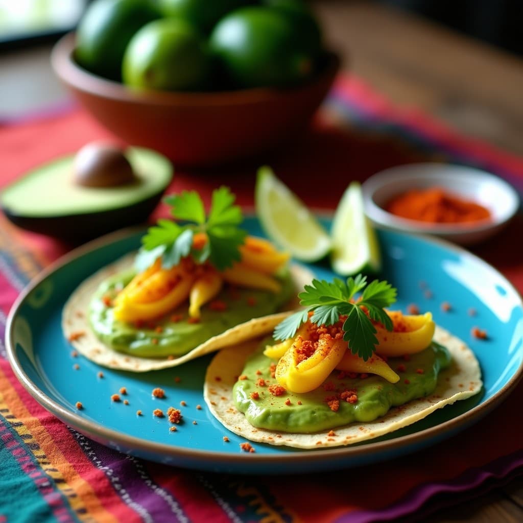 Tacos de Flor de Calabacín con Pure de Aguacate y Chili en Polvo: Receta Mexicana Vegana