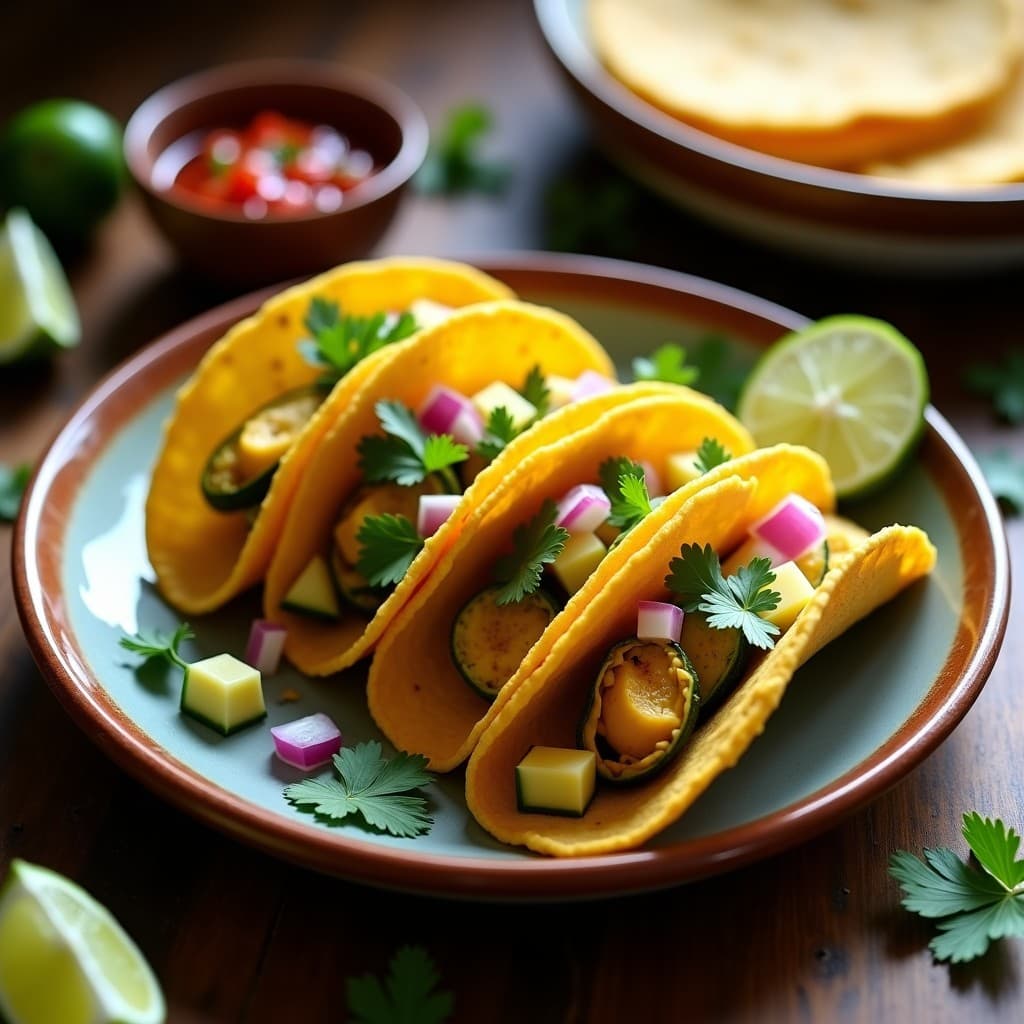 Tacos de Flor de Calabacín y Queso de Almendras: Receta Mexicana Sin Lactosa en Airfryer