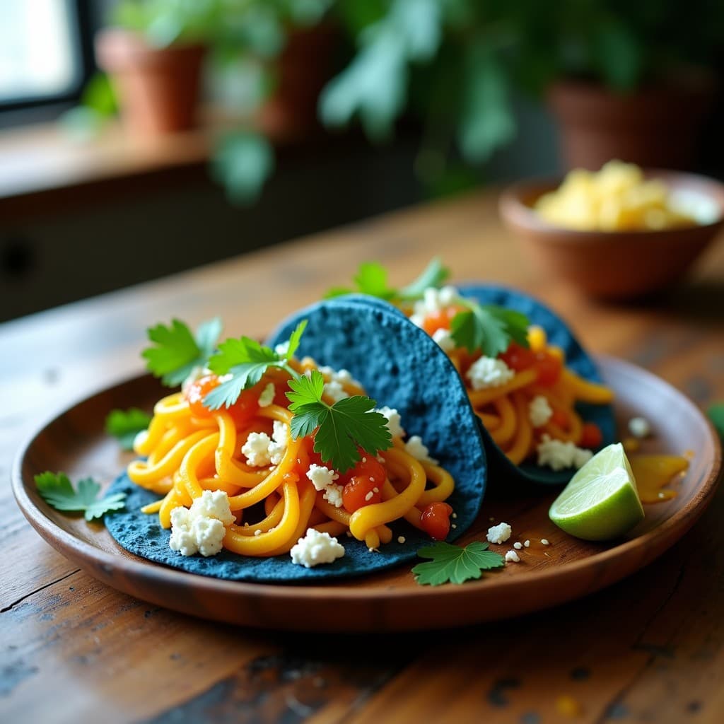 Tacos de Flor de Calabaza con Feta y Salsa de Granadilla: Receta Mexicana Gourmet en 20 Minutos