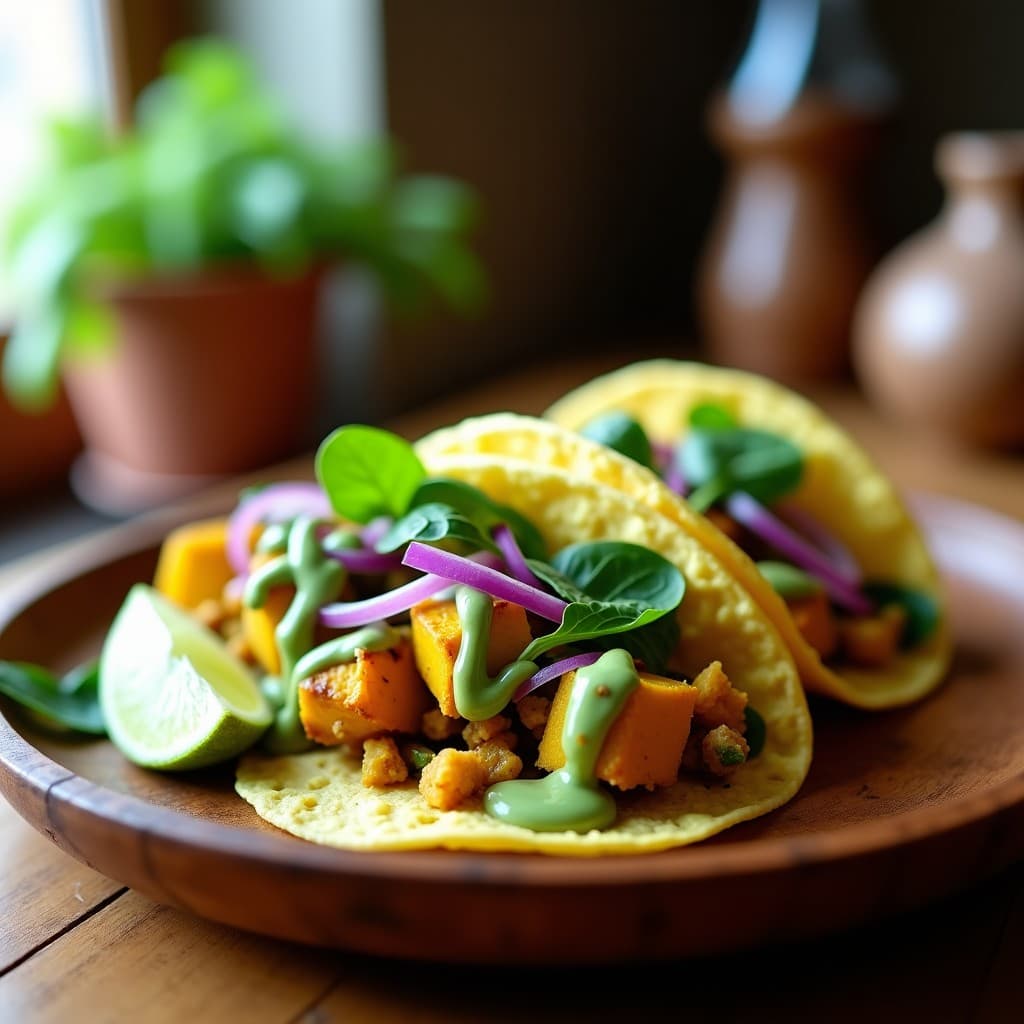 Tacos de Flor de Calabaza con Mole Verde: Receta Mexicana Vegana en Airfryer