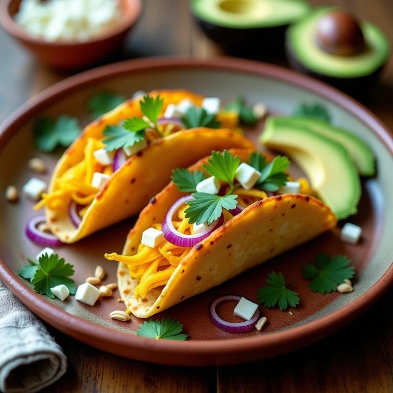 Tacos de Flor de Calabaza y Queso de Almendras: Receta Vegana y Sin Gluten en Airfryer