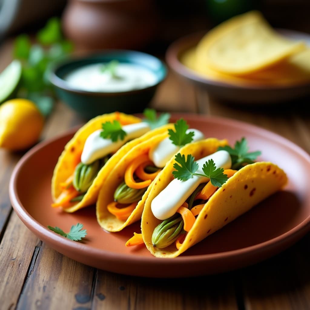Tacos de Flor de Calabaza con Queso Vegano de Cashew: Receta Mexicana sin Lácteos