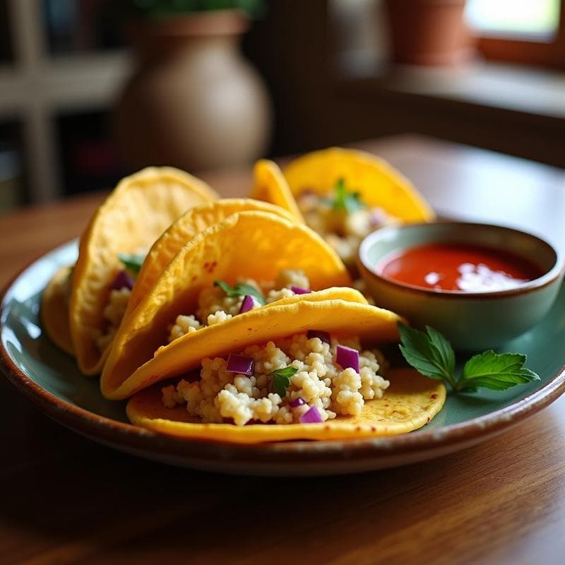 Tacos de Flor de Calabaza y Requesón: Receta Mexicana en Airfryer con Salsa de Chile de Árbol