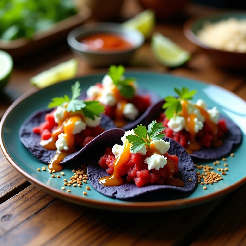 Tacos de Flor de Jamaica con Queso Fresco y Salsa de Tamarindo: Receta Mexicana Dulce-Ácida y Refrescante