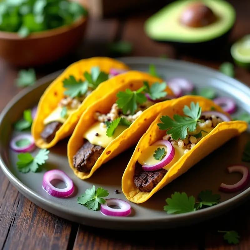 Tacos de Flores de Calabacín con Relleno de Champiñones Portobello y Queso Vegano