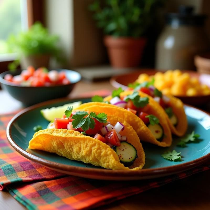 Tacos de Flores de Calabacín Rellenos de Queso Paneer: Receta Mexicana Vegetariana en Airfryer