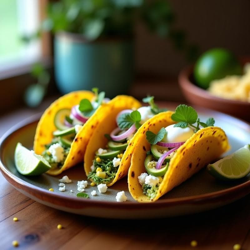Tacos de Flores de Calabaza y Requesón: Receta Mexicana Alta en Proteína en Airfryer
