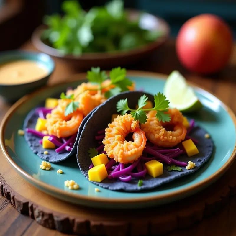 Tacos de Florida con Langostinos y Mango: Receta Mexicano-Estadounidense Crujiente en Airfryer