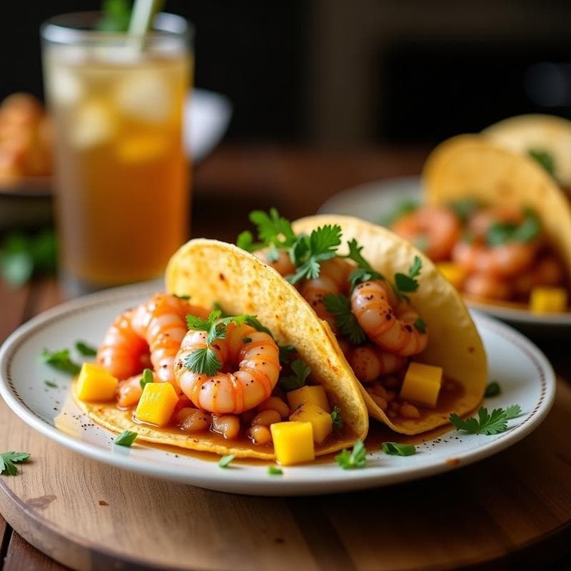 Tacos de Florida con Langostinos al Mojo y Ensalada de Mango: Receta Cubana en 15 Minutos
