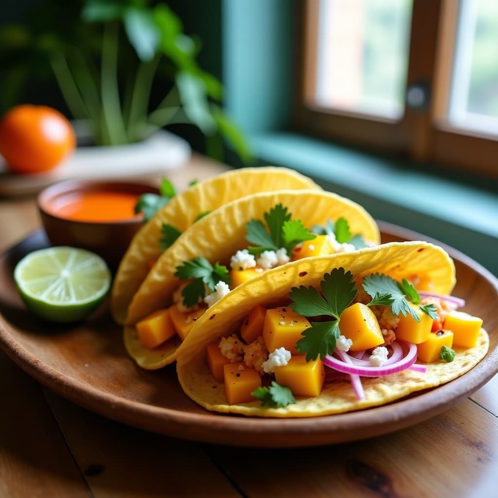 Tacos de Florida: Rellenos de Mango, Aguacate y Cangrejo con Salsa de Chile Habanero