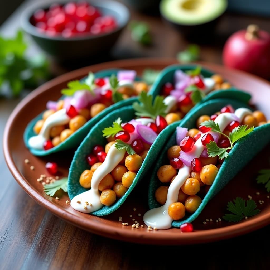 Tacos de Garbanzos Ahumados con Salsa de Yogur y Granado: Receta Vegana en Airfryer