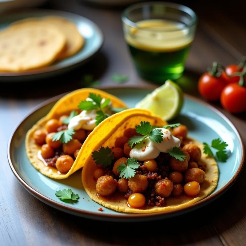 Tacos de Garbanzos Ahumados con Salsa de Tamarindo y Coco: Receta Indiana Vegana en 20 Minutos