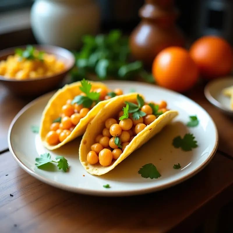 Tacos de Garbanzos Asados con Salsa de Mango y Habanero: Receta Vegana en Airfryer