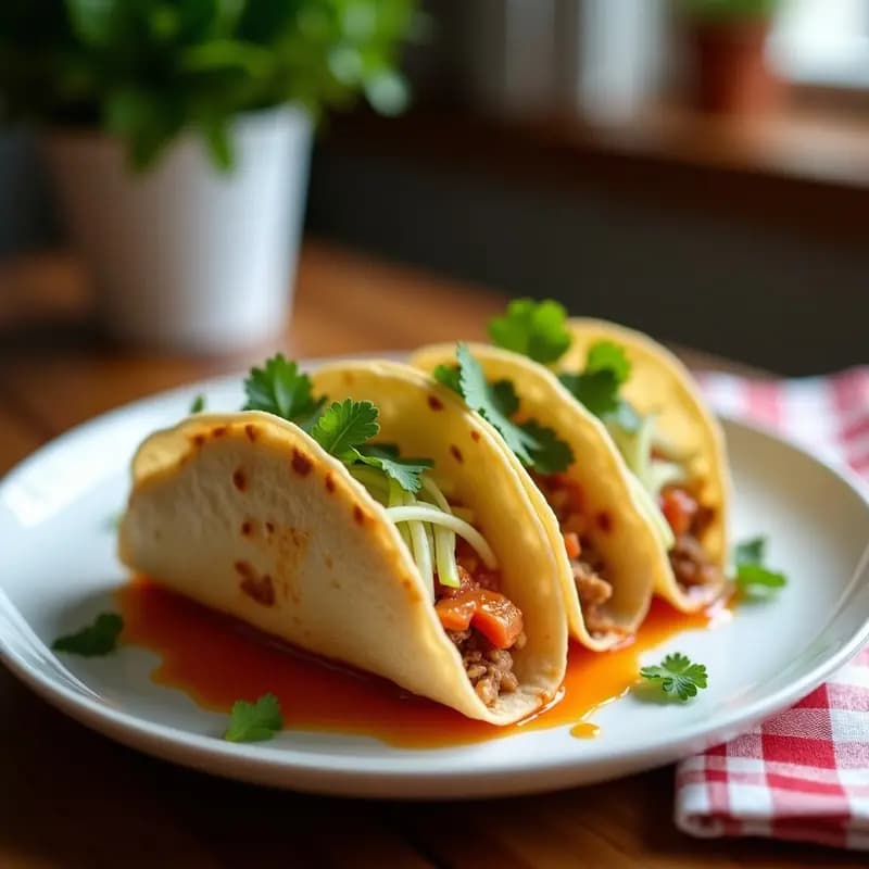 Tacos de Gyozas Crujientes: Fusión Mexicano-Japonesa con Relleno de Cerdo y Repollo