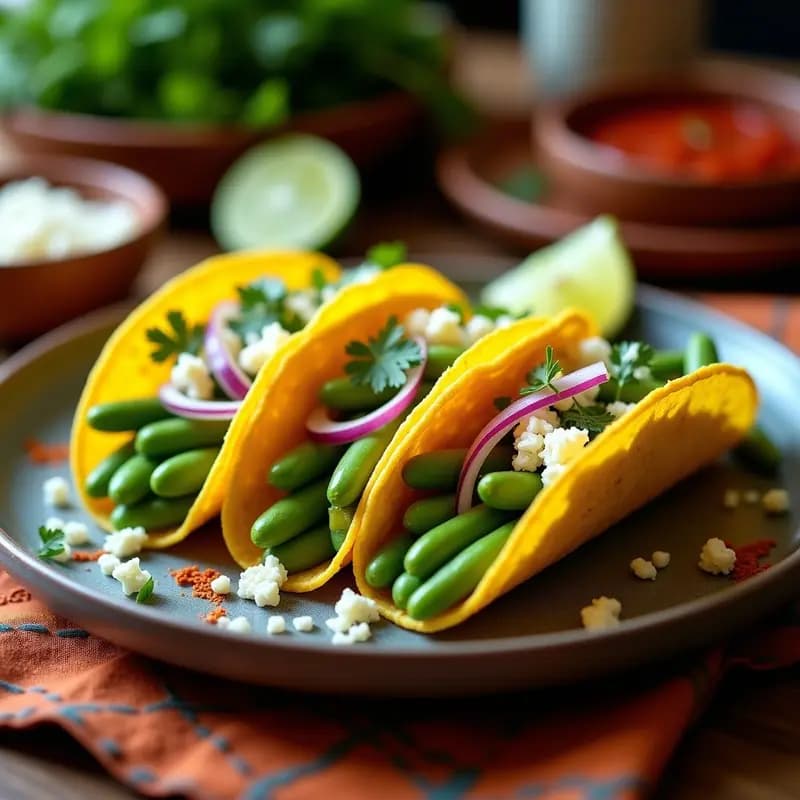 Tacos de Habas Tiernas y Queso Cotija: Receta Mexicana Vegetariana en 15 Minutos