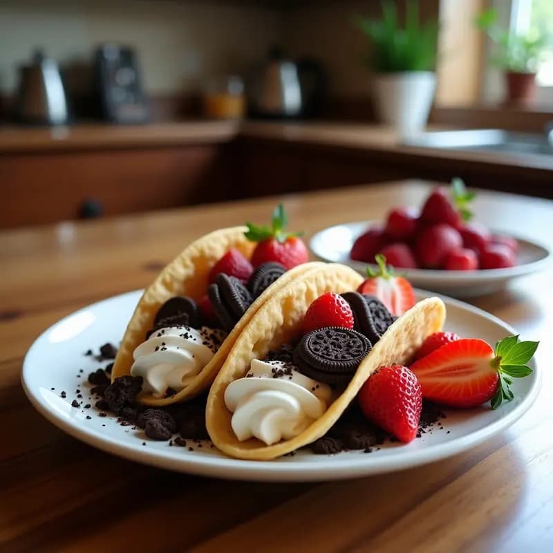 Tacos de Helado de Cookies and Cream con Topping de Fresas: Postre que Desafía las Leyes de la Física