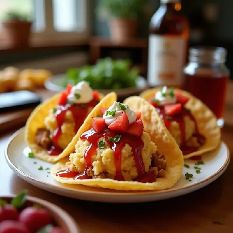 Tacos de Helado Frito con Cobertura de Cajeta y Fresas: Postre Mexicano Crujiente