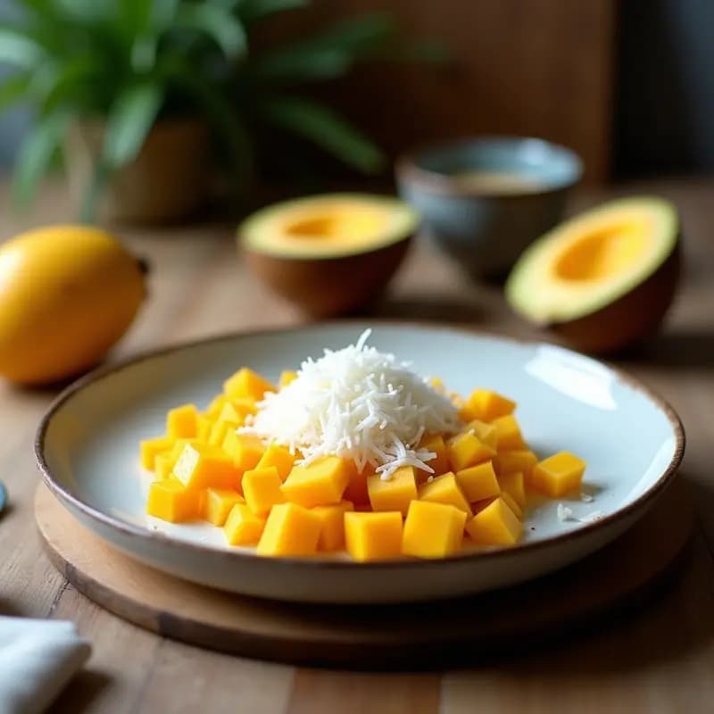 Tacos de Helado de Mango con Cáscara de Coco: Postre Mexicano-Tailandés Sin Azúcar