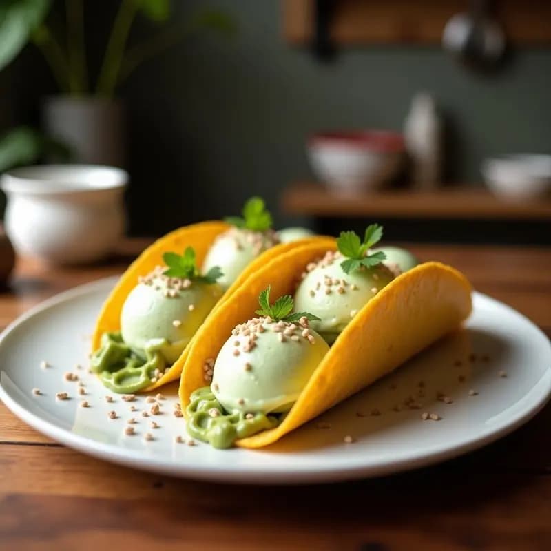Tacos de Helado de Matcha y Coco: Receta Fusion Dulce para Verano en Airfryer