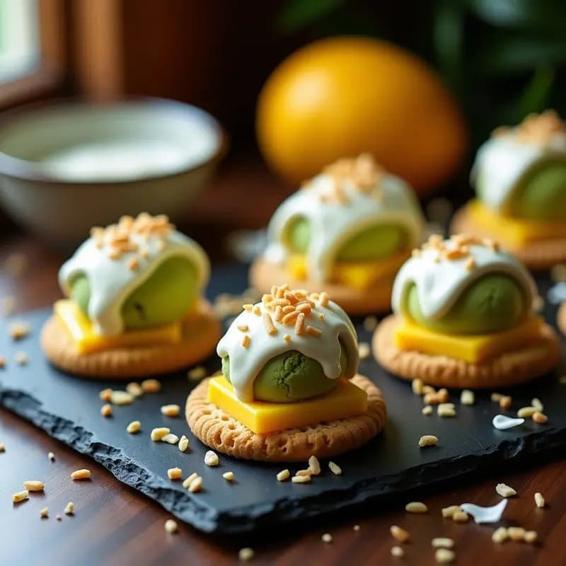 Tacos de Helado de Matcha y Mango con Cobertura de Chocolate Blanco: Postre Fusion Japón-México