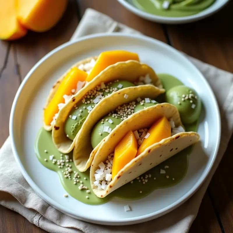 Tacos de Helado de Matcha y Mango: Receta Mexicana-Japonesa Ultra Visual para Reels