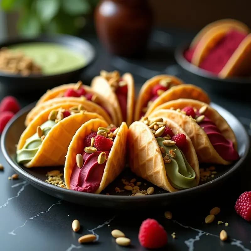 Tacos de Helado de Matcha y Red Velvet con Cono de Waffle: Postre Viral en 10 Minutos sin Horno