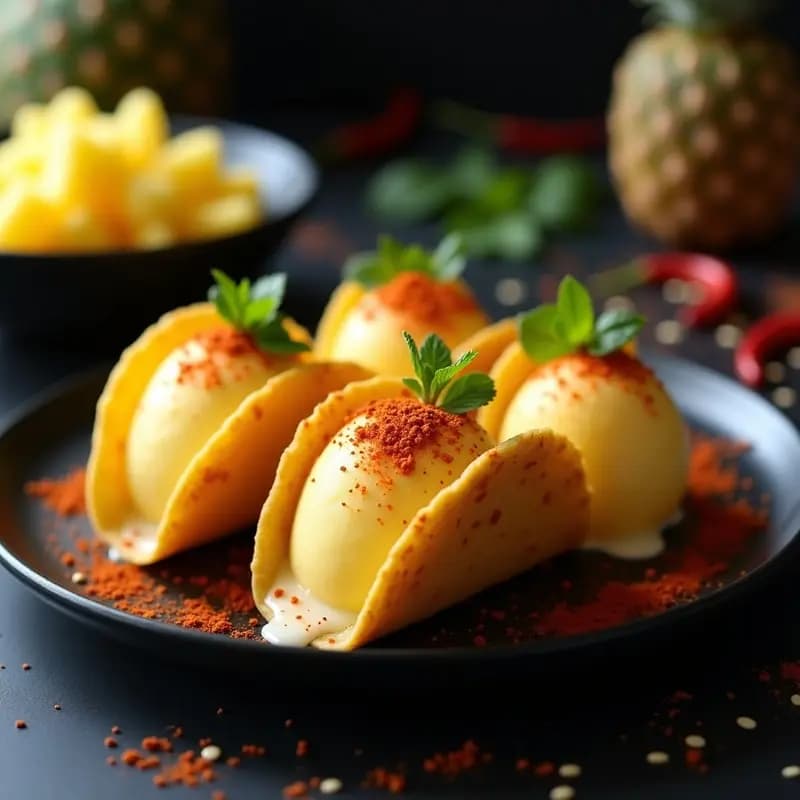 Tacos de Helado de Piña con Chili en Polvo: Postre Picante Dulce que Enciende TikTok
