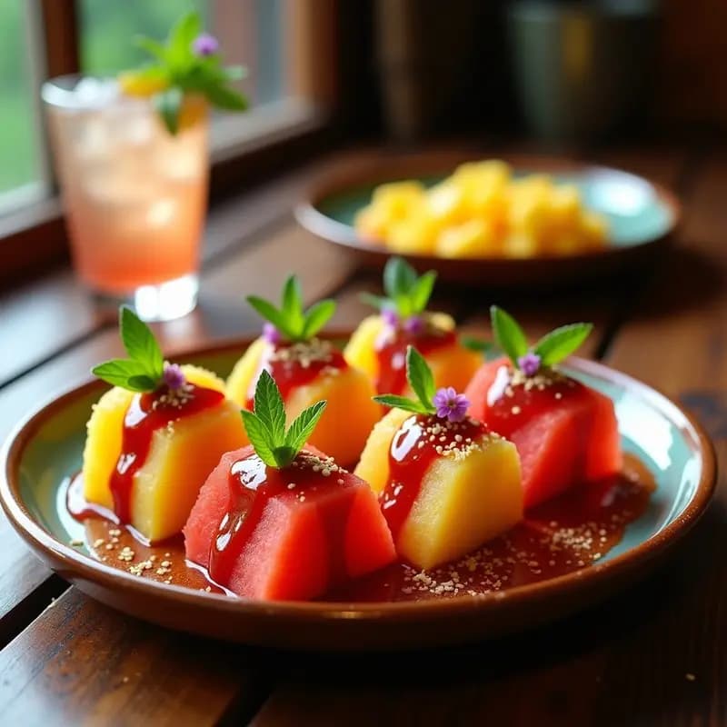 Tacos de Hielo de Frutas con Chamoy y Tajín: Postre Mexicano que Desafía la Gravedad