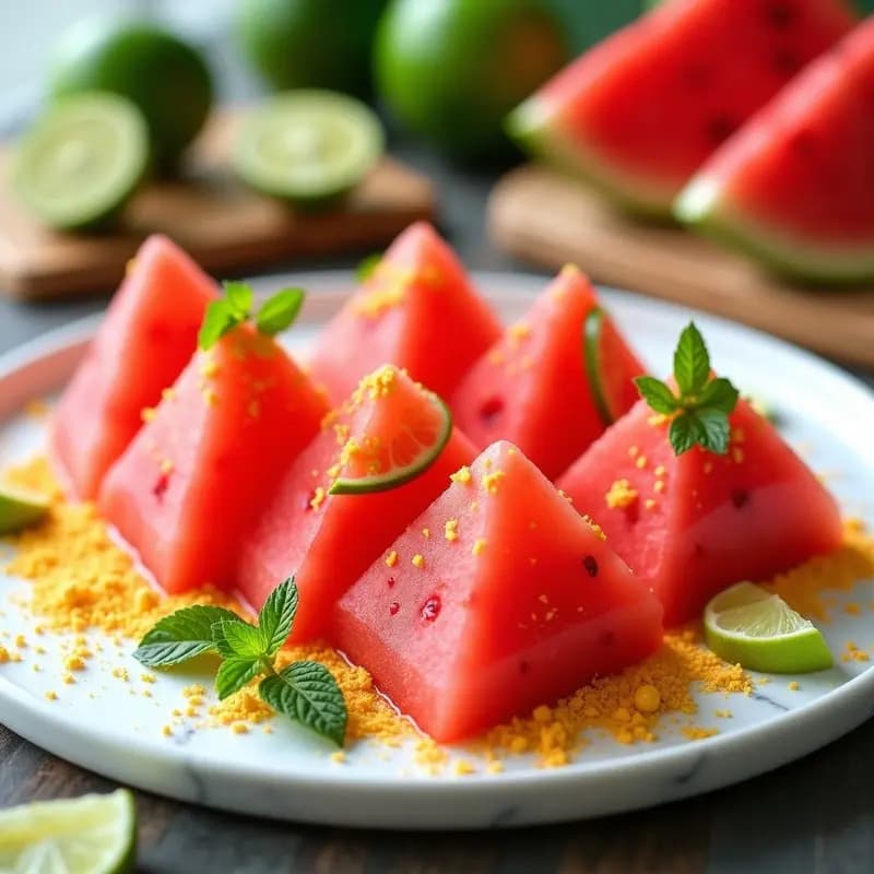Tacos de Hielo de Sandía y Limón con Chile Tajín: Snack Refrescante y Picante para el Verano