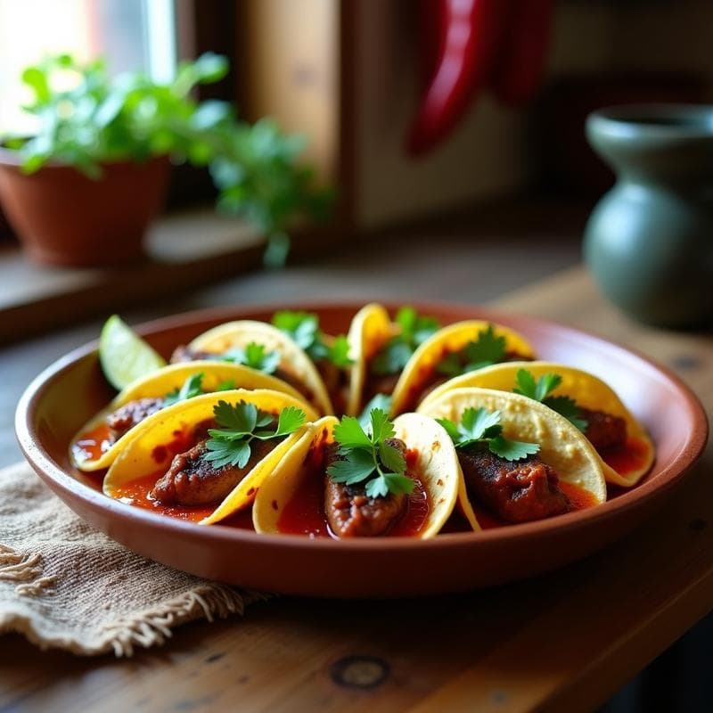 Tacos de Higaditos de Pollo en Adobo con Nopales: Receta Mexicana Tradicional en Olla Lenta
