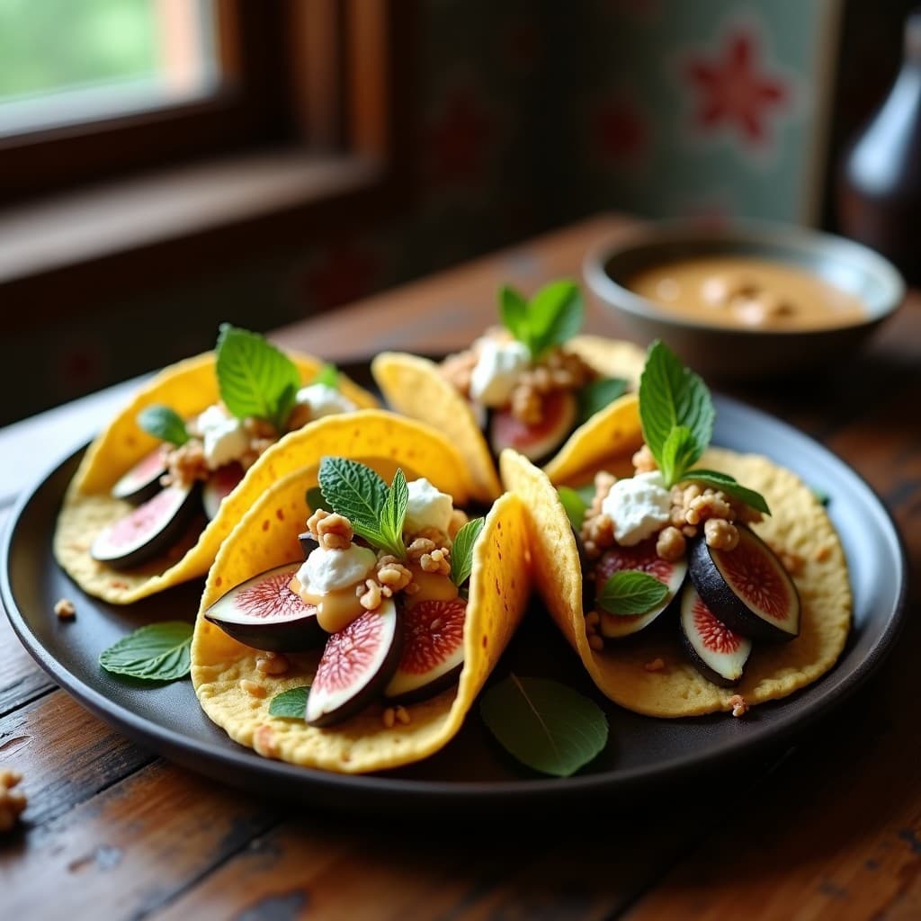 Tacos de Higos Frescos y Queso de Cabra con Salsa de ROM: Receta Mexicana Dulce-Salada