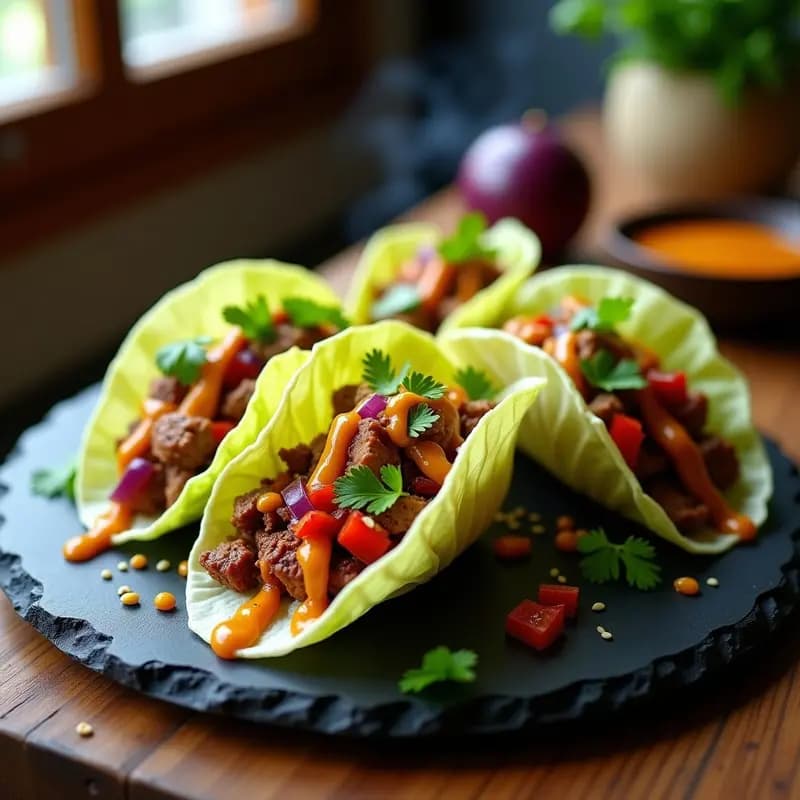Tacos de Hoja de Col Rellena de Carne Picante y Salsa de Maracuyá: Receta Coreana-Mexicana Fusión