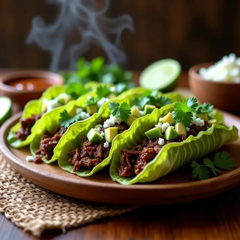 Tacos de Hoja de Col Rellena de Carne de Res y Adobo de Chipotle: Receta Mexicana Sin Tortillas