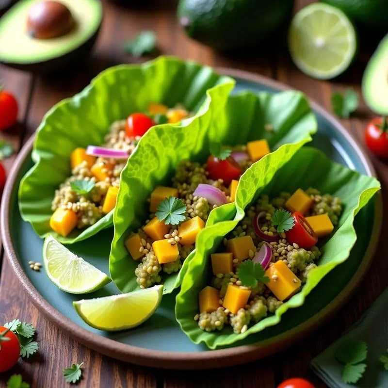 Tacos de Hoja de Lechuza con Guacamole de Aguacate y Mango: Receta Mexicana 100% Crudivegana
