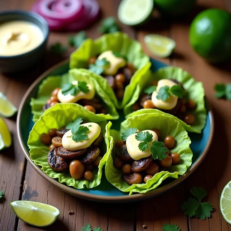 Tacos de Hoja de Lechuza con Relleno de Hongos y Queso de Anacardo: Receta Mexicana 100% Vegana